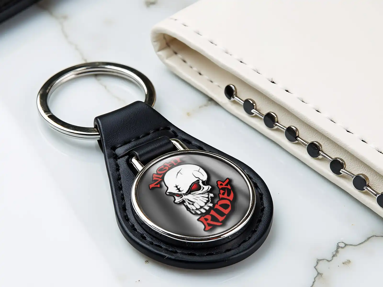 Custom Leather Keyring Durable Modern Racing Look